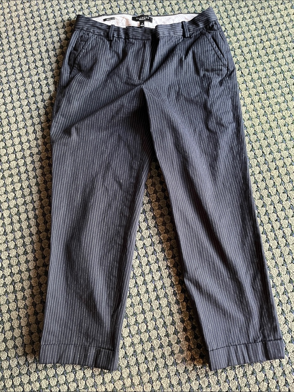 Talbots size 8 black with white striped pants EUC.